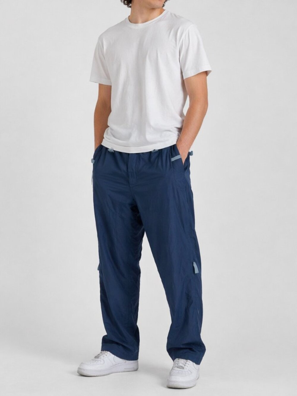 Old Navy Mens Nylon Track Pants Blue Lightweight Cargo Athletic Size M Baggy